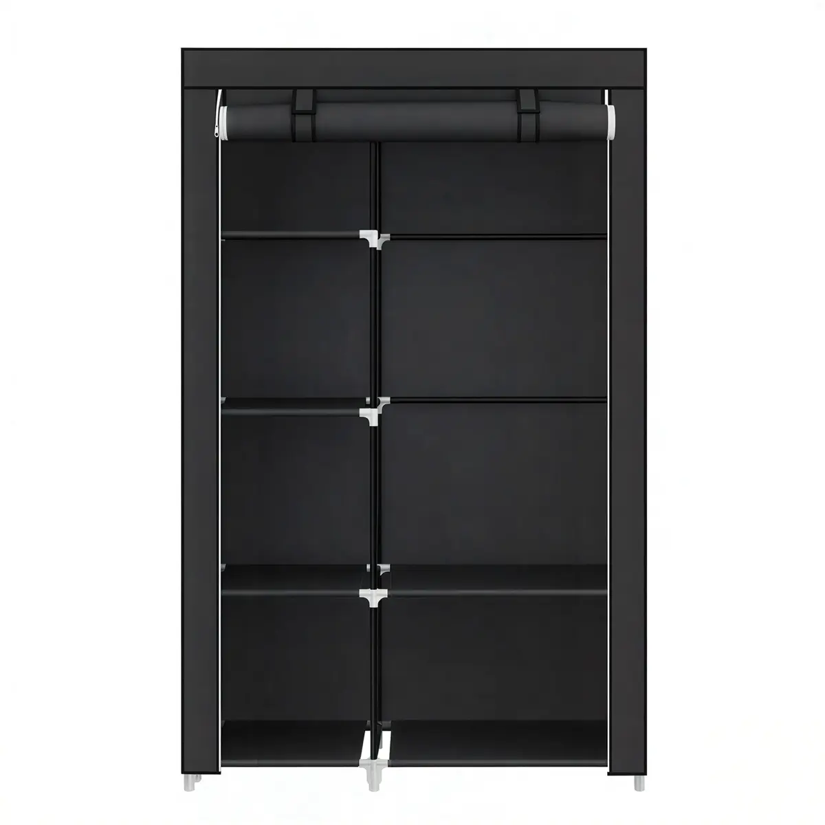 Portable Closet Organizer with 6 Shelves And Hanging Rail, Non-Woven Fabric Storage Cabinet With Metal Frame