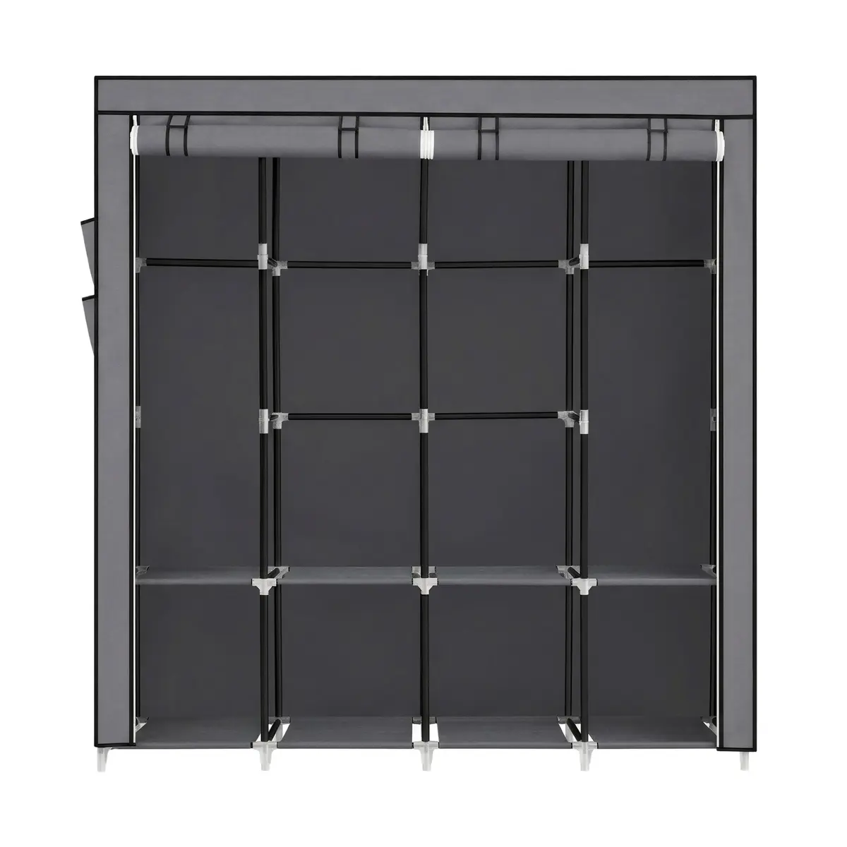 Portable Closet, Wardrobe Closet Organiser with Cover, 4 Hanging Rods and Shelves