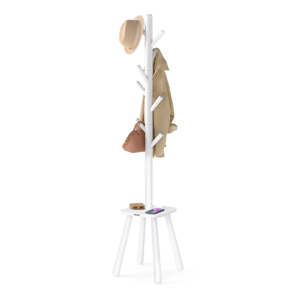 Coat Rack Stand, Hall Tree, 170.5 cm Tall, Cloud White