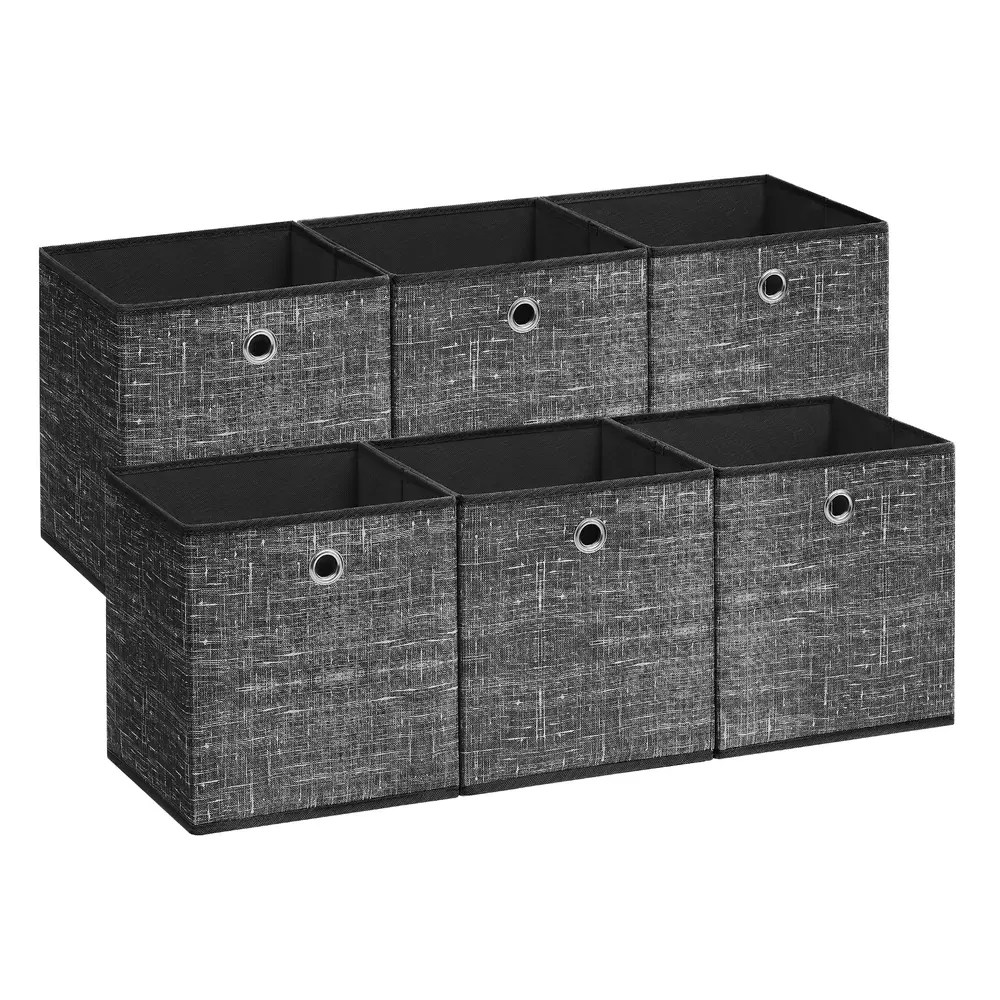 Set of 6 Storage Boxes Heathered Black