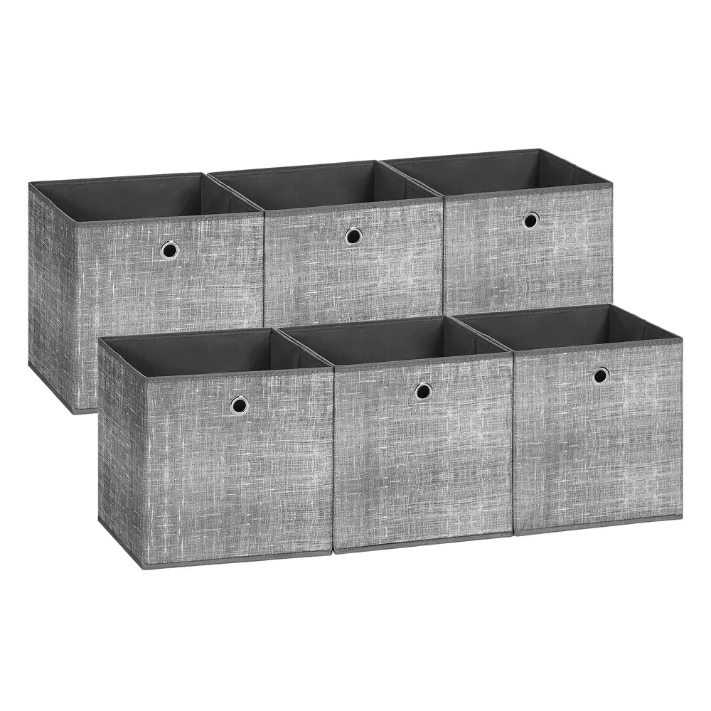 Set of 6 Grey Foldable Storage Organizer Cubes