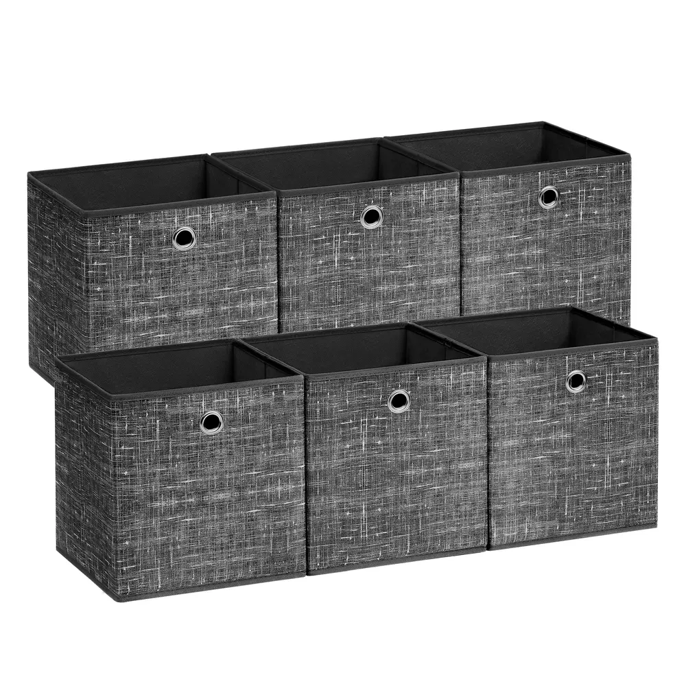Set of 6 Storage Boxes Heathered Black