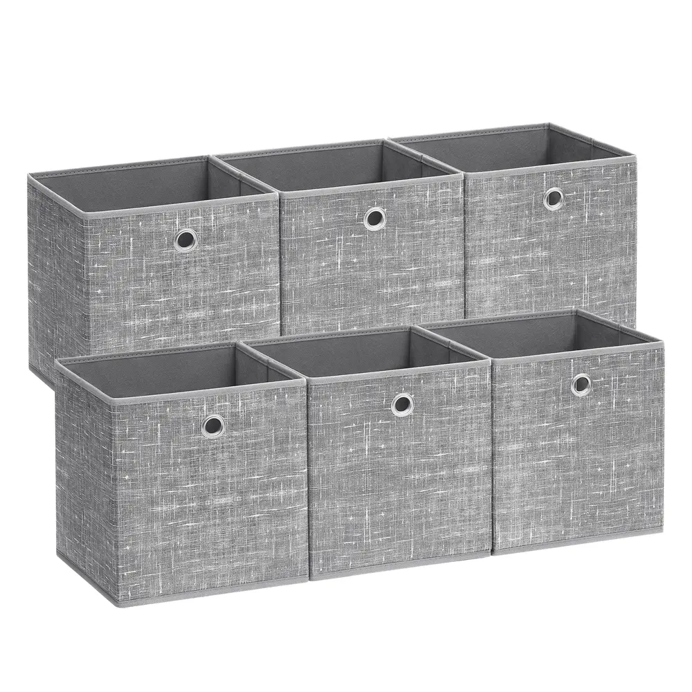 Set of 6 Storage Boxes Heathered Grey
