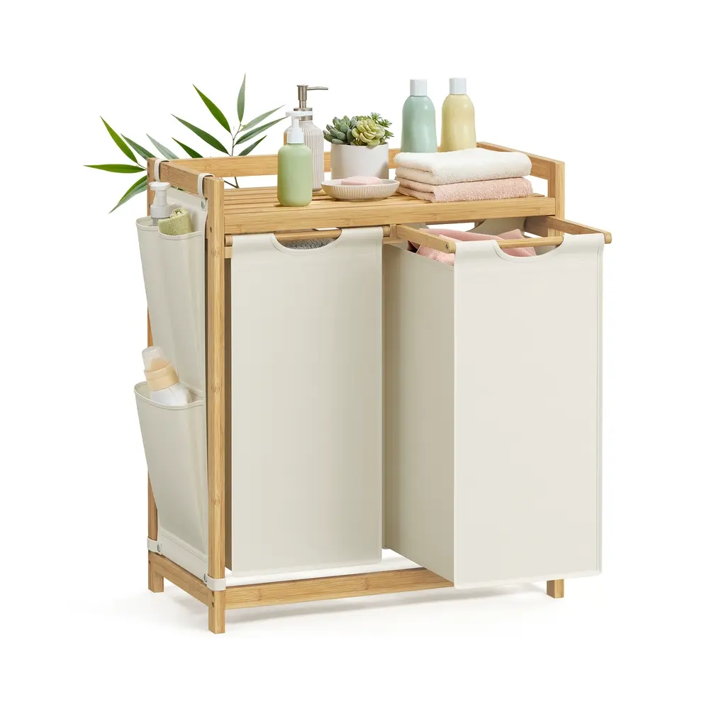 Laundry Basket with 2 Compartments 63 x 33 x 78 cm