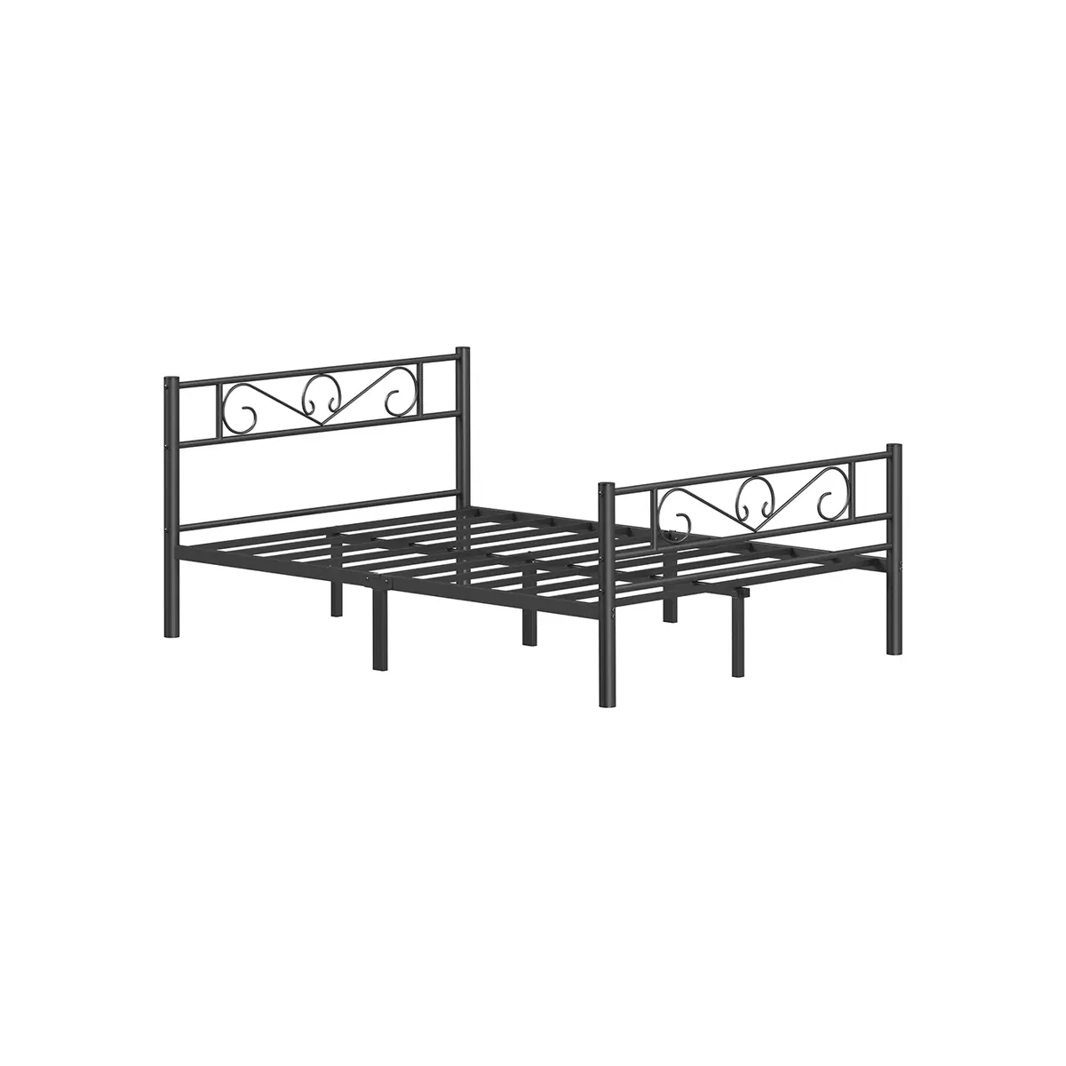 Metal double bed frame with sturdy support and easy assembly