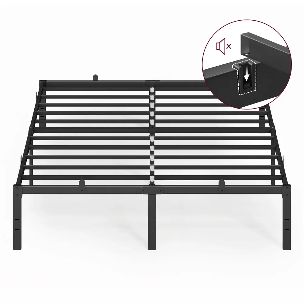 150 x 200 cm Metal bed frame with under bed storage for modern guest rooms Ink Black
