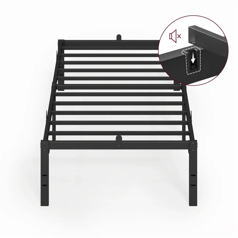 Metal bed frame with under bed storage for modern guest rooms Ink Black