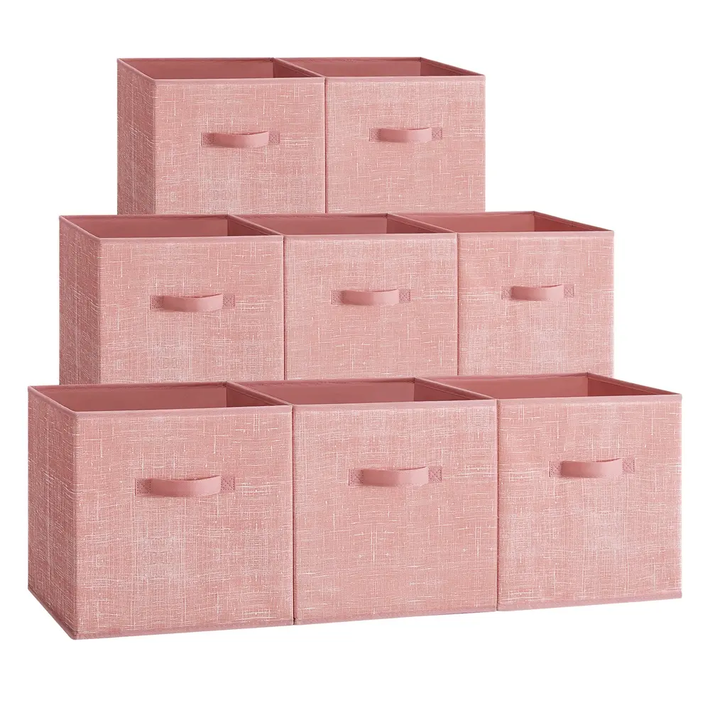 Storage Cubes 33 cm Non-Woven Fabric Bins with Double Handles Jelly Pink