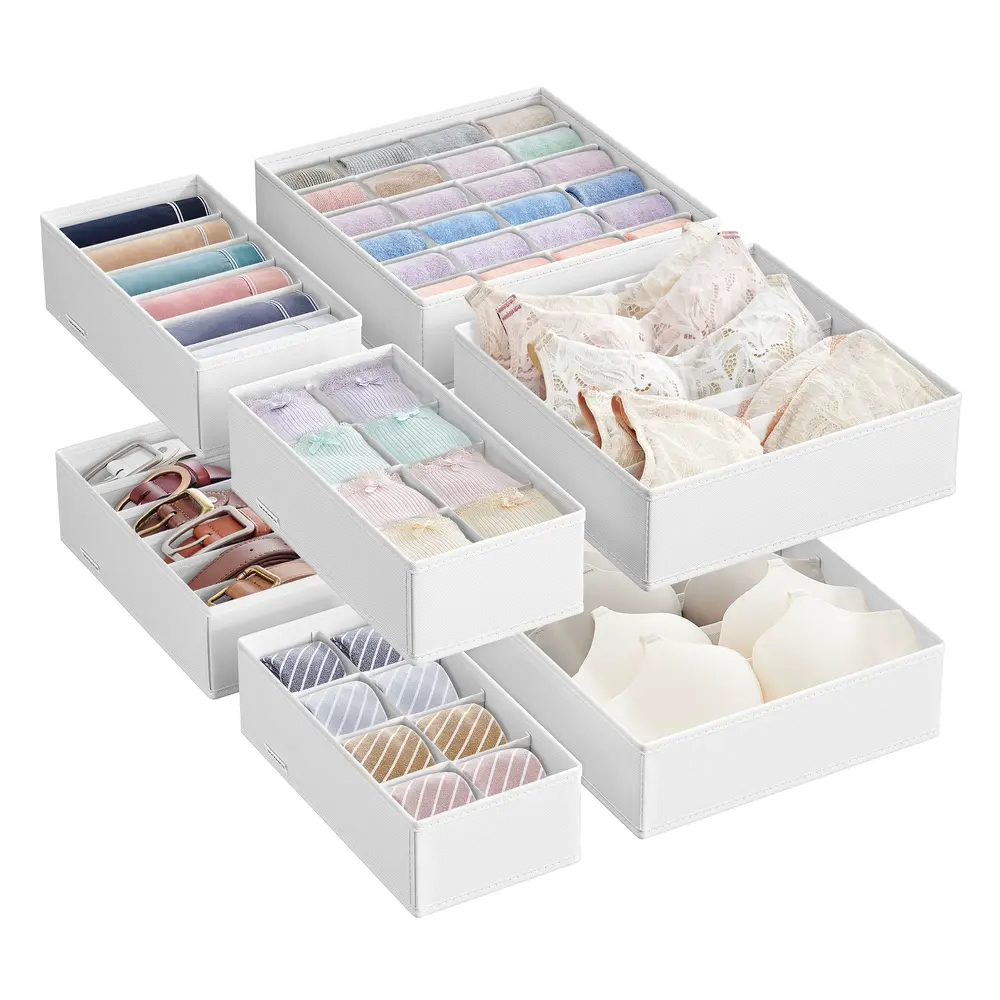 Set of 8 Foldable Underwear Drawer Organisers Cloud White