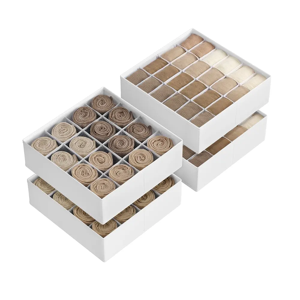 Set of 4 Drawer Organisers with 80 Compartments Cloud White