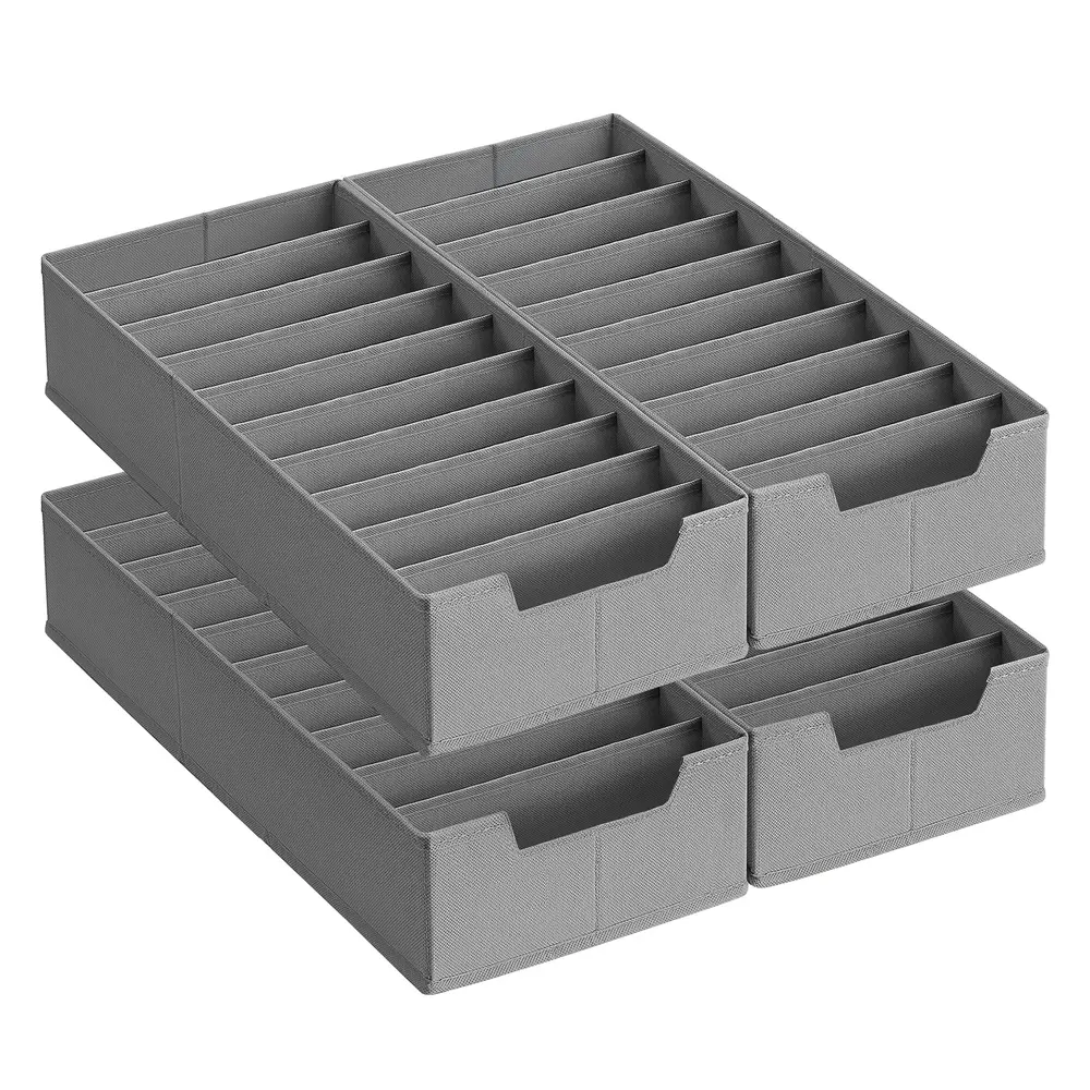 Set of foldable drawer organisers with dividers