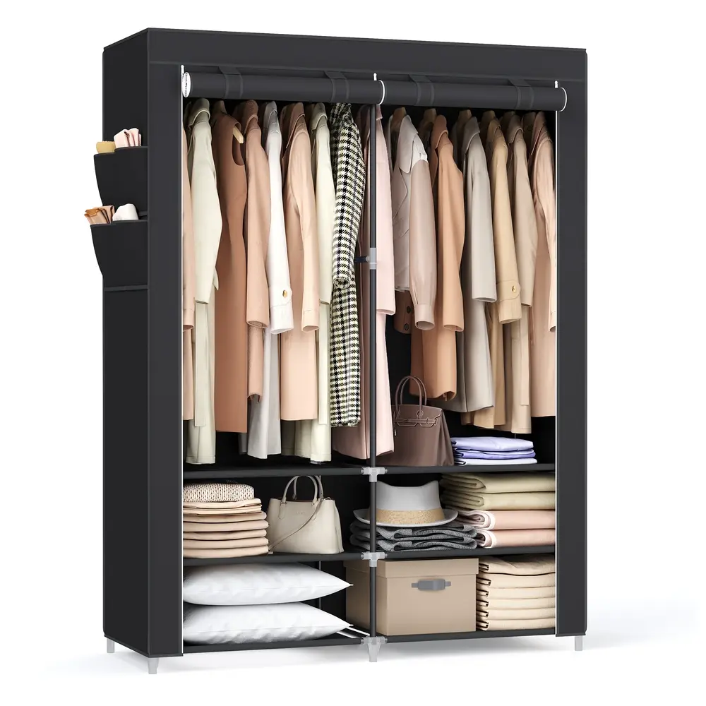 Portable Wardrobe with 2 Hanging Rails
