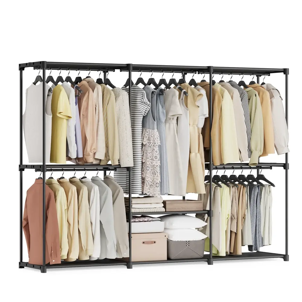 Clothes Wardrobe Portable Closet 205 x 43 x 166 cm Ink Black